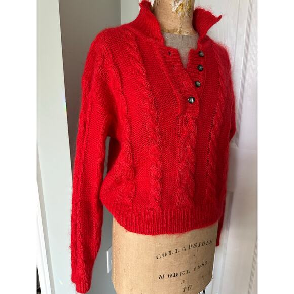 Vintage CABIN FEVER Mohair Cable Knit Sweater red Womens - Picture 5 of 16